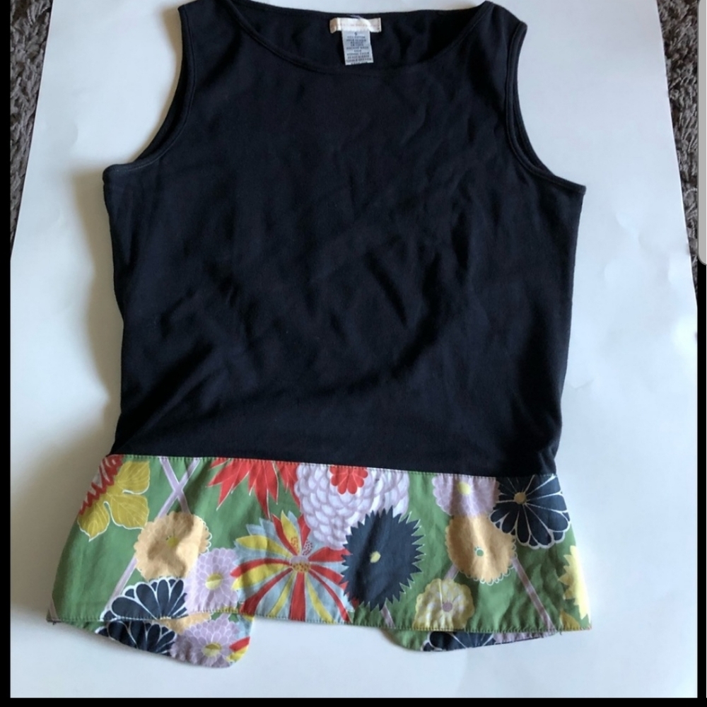 VINTAGE Black Floral Wrap Tie Tank Top